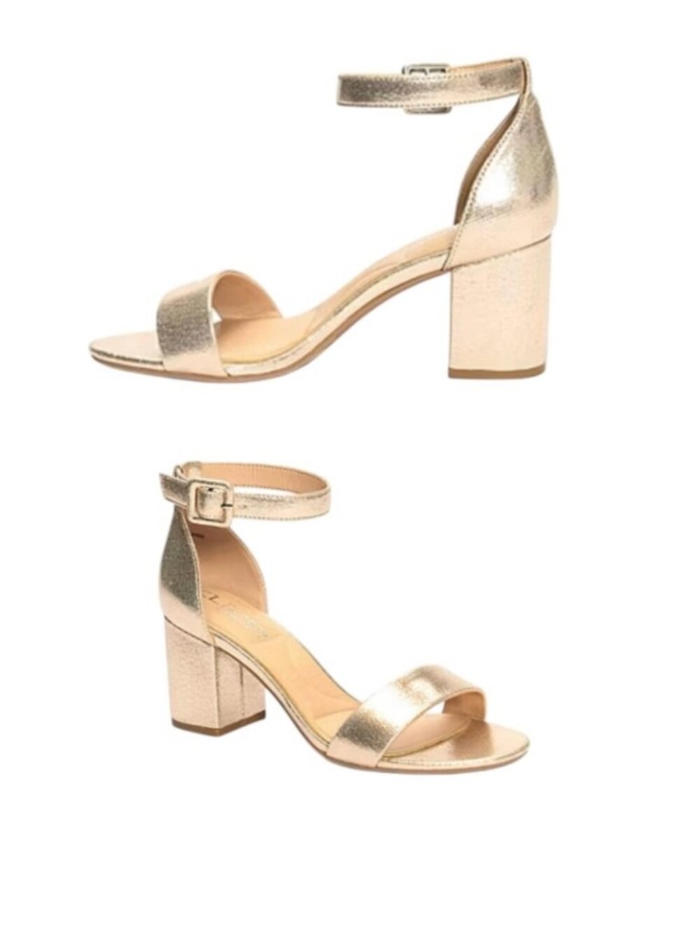 CL Chinese Laundry Gold Champagne metallic Jody block heel strappy sandal!